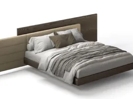 Letto con testiera doppia in pelle imbottita e legno Sophia di Fratelli Elli