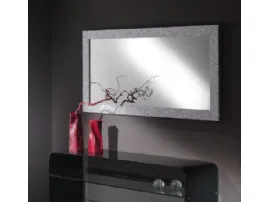 Specchio con cornice in legno glitterata colore argento Gemme di La Vetreria