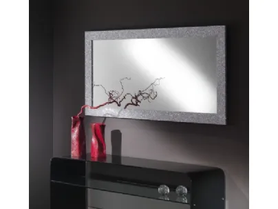 Specchio con cornice in legno glitterata colore argento Gemme di La Vetreria