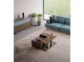 Tavolino di design in legno di frassino con vassoio in marmo Puzzle di Orme