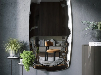 Specchio Eos con cornice in vetro fuso di Tonin Casa