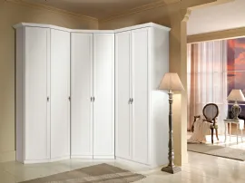 Armadio classico angolare con ante battenti in legno laccato bianco Dafne Arm056 di MCSMobili