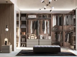Cabina Armadio moderna Flexi in laccato opaco titanio e materico noce di Orme