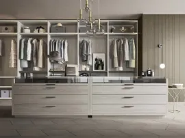 Cabina armadio di design Isola First in legno e vetro trasparente di Ballancin