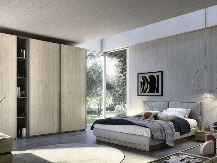 Armadio con 2 ante scorrevoli e un modulo laterale battente Quadro Steel Plan 90 di S75