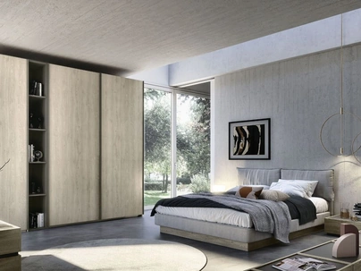 Armadio con 2 ante scorrevoli e un modulo laterale battente Quadro Steel Plan 90 di S75