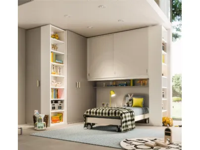 Cameretta a ponte angolare con colonna libreria Composizione-EN85 S75