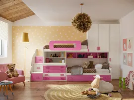 Cameretta a soppalco per bambine con due letti Job CM241 di Giessegi