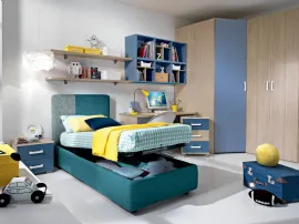 Cameretta con letto contenitore in tessuto e cabina armadio Omnia 51 224 di MCSMobili