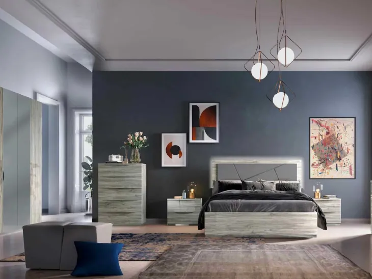 Gruppo Notte in legno lucido Diana di Euro Design