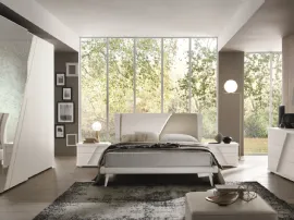 Comodino moderno in legno laccato bianco Orizzonte di Euro Design