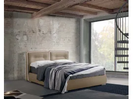 Letto in tessuto imbottito con testiera e contenitore Abby di Lettissimi