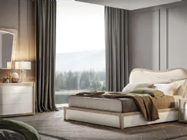 Letto Aurora 07 in melaminico con inserti in ecopelle di Dal Cin