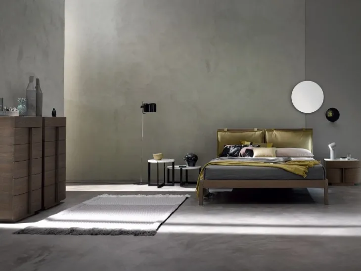 Letto con testiera Bic in ecopelle di Ballancin