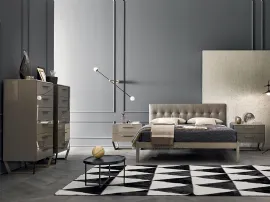 Letto Bic Capitonné in legno con testiera rivestita in ecopelle trapuntata di Ballancin