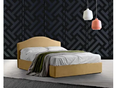 Letto in tessuto con testiera sagomata e box contenitore Cassiopea di Lettissimi