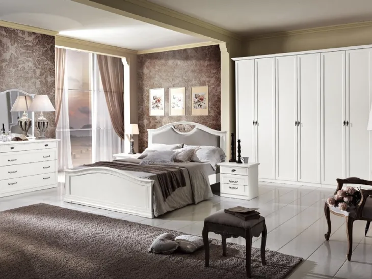 Letto in legno con testiera imbottita Dafne DF100 di MCSMobili