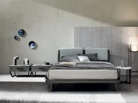 Letto con testiera Dedalo in tessuto e in legno di Ballancin