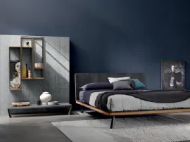 Letto moderno Dedalo Belt in ecopelle e in legno di Ballancin