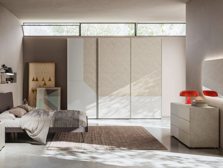 Letto matrimoniale Esacto Night 21 in tessuto imbottito di Orme