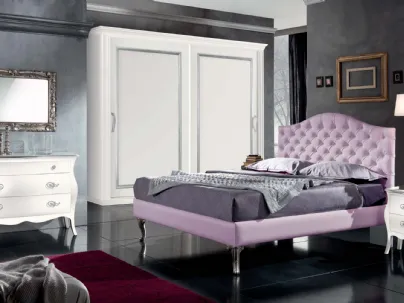 Letto in ecopelle con testata con bottoni Swarovski Apollo di Euro Design