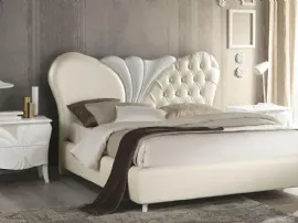 Letto con testiera impreziosita da luminosi cristalli Swarovski Fiocco Bianco di Euro Design