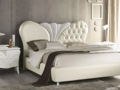 Letto con testiera impreziosita da luminosi cristalli Swarovski Fiocco Bianco di Euro Design