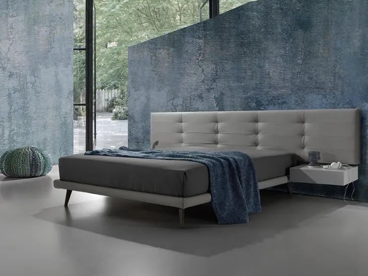 Letto in pelle con testiera trapuntata Twist Tess 290 di Excò