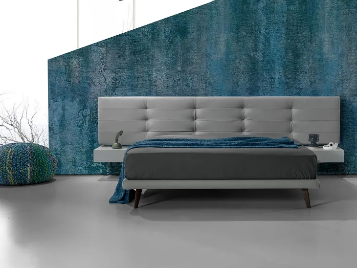 Letto in pelle con testiera trapuntata Twist Tess 290 di Excò