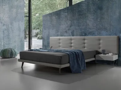 Letto in pelle con testiera trapuntata Twist Tess 290 di Excò
