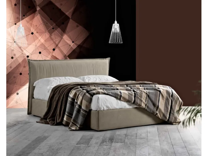 Letto in tessuto con box contenitore e testiera imbottita Fenice di Lettissimi