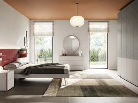 Letto matrimoniale Giako Basic 14 con testiera in tessuto di Orme