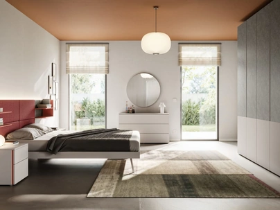 Letto matrimoniale Giako Basic 14 con testiera in tessuto di Orme