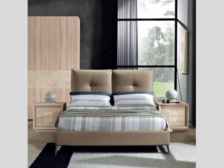 Letto moderno con testiera Kira Tessuto di Euro Design