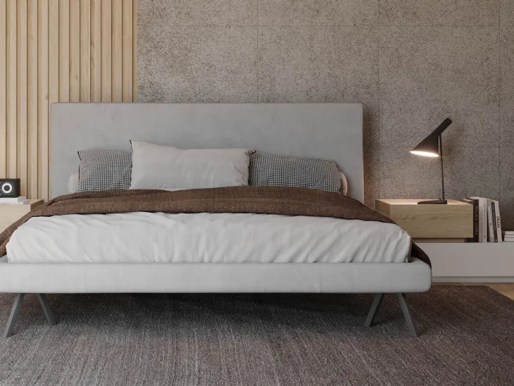 Letto in ecovelluto con testiera Kudo di Giessegi