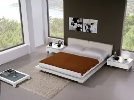 Letto in legno con testiera in tessuto imbottito Ada di Fratelli Elli
