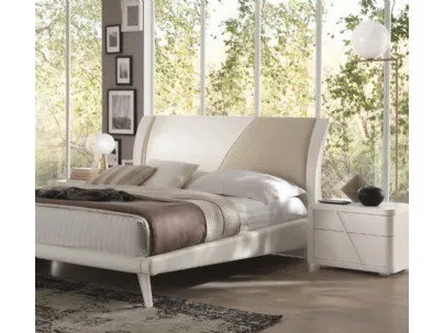 Letto in ecopelle con testiera Orizzonte Tortora di Euro Design