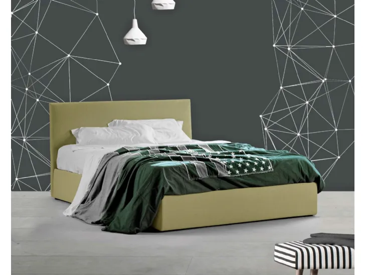 Letto in tessuto con box contenitore e testiera Perseo di Lettissimi