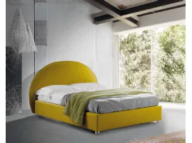 Letto con testiera a semicerchio in tessuto e box contenitore Rondo di Lettissimi