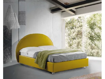 Letto con testiera a semicerchio in tessuto e box contenitore Rondo di Lettissimi
