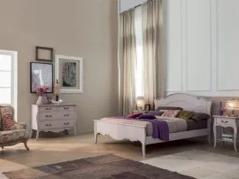 Letto in legno laccato lilla con decori lineari Sandy di Tonin Casa 