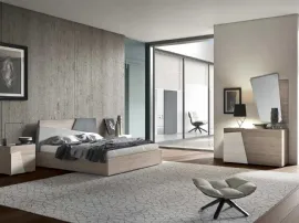 Letto in legno con testiera in legno e tessuto Vela di Dal Cin