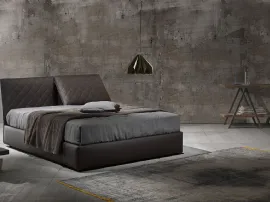 Letto con testiera trapuntata Zoè cinque con contenitore di Excò