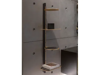 Libreria sospesa di design in legno con ripiani in grès porcellanato Icon di Tonin Casa