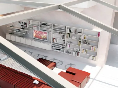 Libreria sospesa in legno laccato composizione 12 di Fratelli Elli