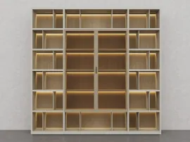 Libreria in laccato Creta e essenza legno Barrique di Fratelli Elli
