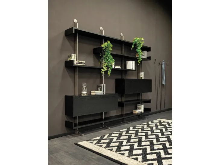 Libreria a muro in legno con montanti in metallo Plan di Tonin Casa