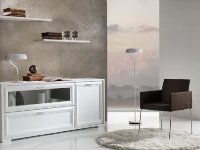 Madia Jazz 16 composizione J062 finitura Bianco Frassino e Vetro di Gierre Mobili
