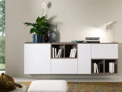 Madia in laccato bianco opaco con top e vani a giorno in finitura Olo brown Spot Irma 02 di S75