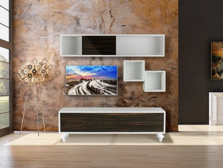 Parete attrezzata Infinity 4 con vetrata di Bamart
